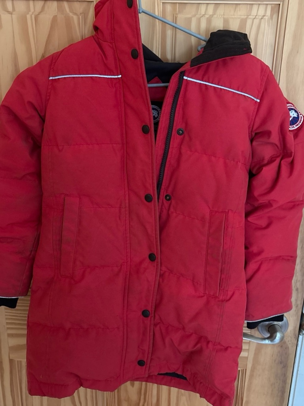 Canada Goose Kids Red Puffer Coat with Hood